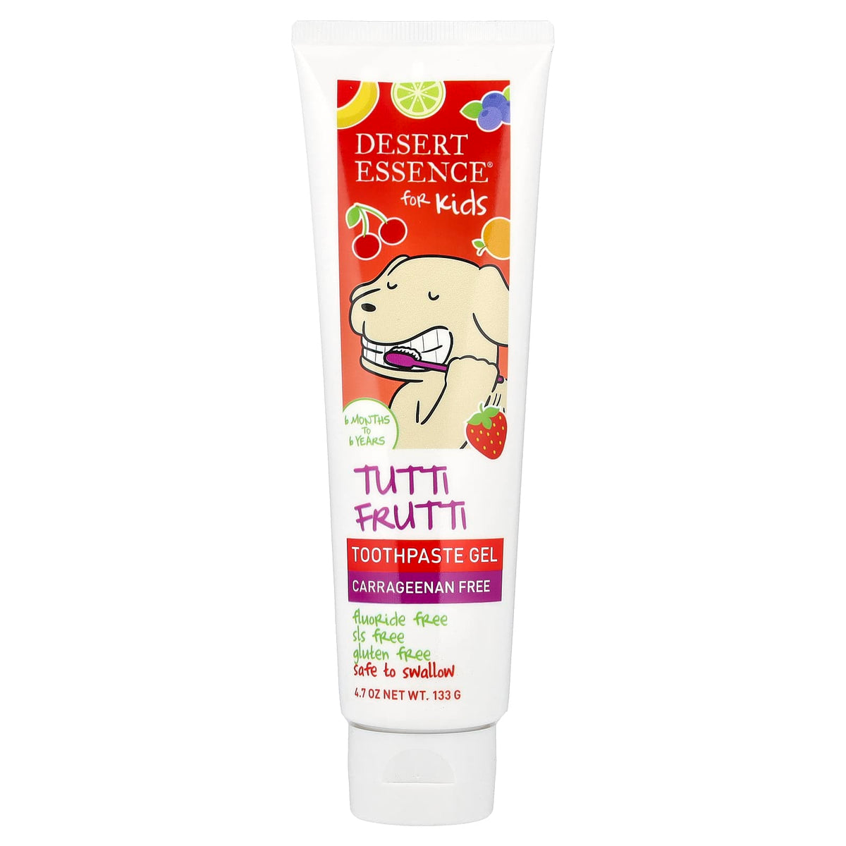 Desert Essence Kids Toothpaste Gel, 6 Months to 6 Years, Tutti Frutti, 133 g