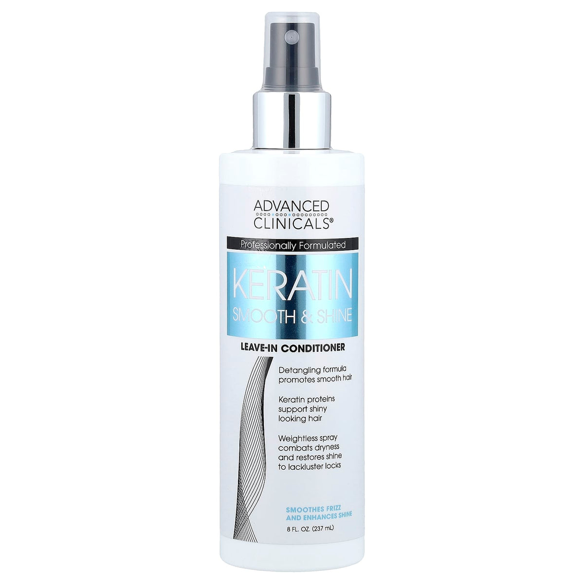 Advanced Clinicals Keratin Smooth & Shine Leave-In Conditioner 237 ml (8 fl oz) — product view