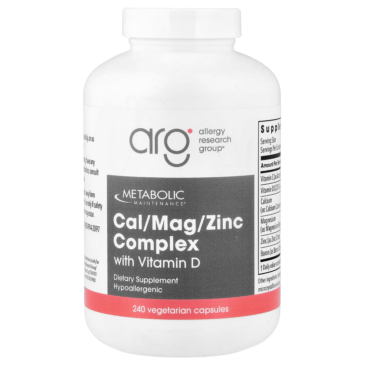 Metabolic Maintenance Cal/Mag/Zinc Complex with Vitamin D 240 Capsules — product view