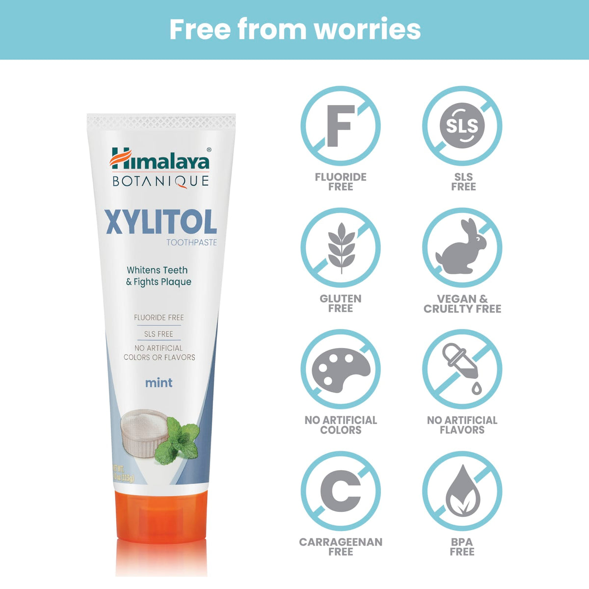Himalaya Xylitol Toothpaste, Mint, Fluoride-Free, 113 g - view 4