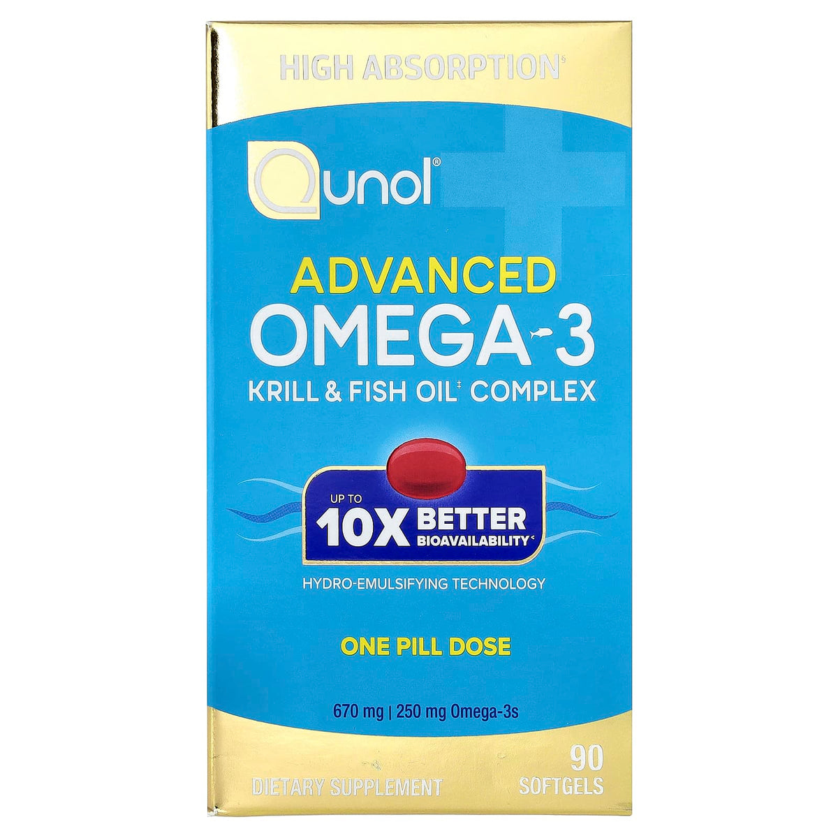Qunol Advanced Omega-3 Krill and Fish Oil, 90 Softgels