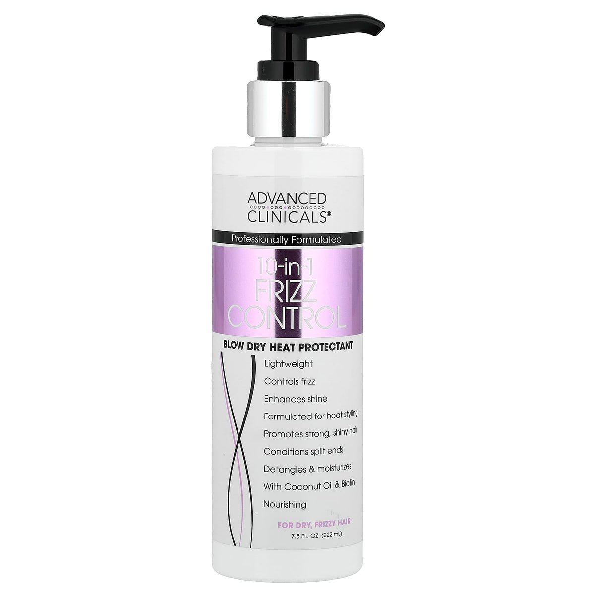 Advanced Clinicals 10-in-1 Frizz Control Heat Protectant 222 ml (7.5 fl oz) — product view