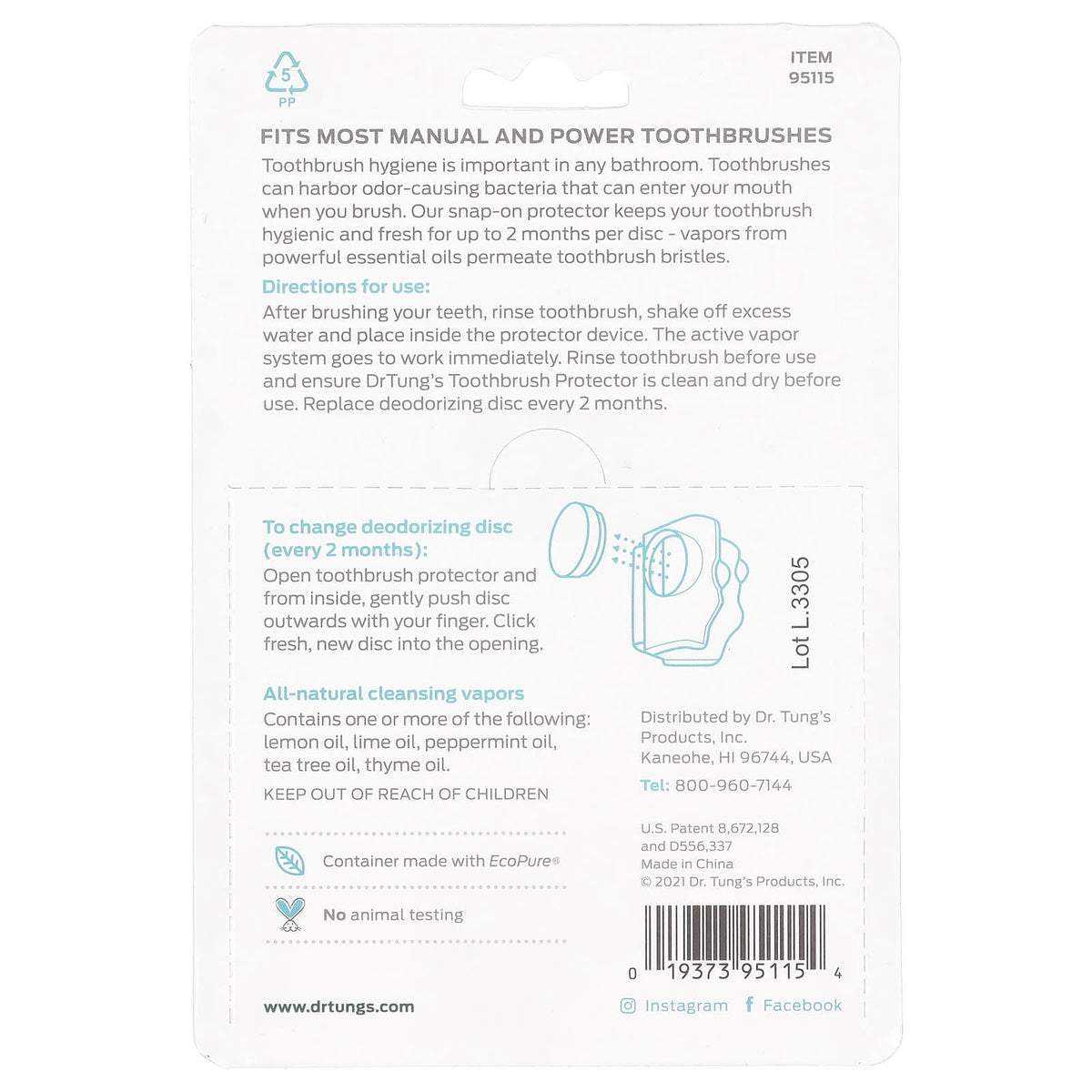 Dr. Tung's Ecosentials Snap-On Toothbrush Protection, Fresh Lime, 4 Count — alternate product view
