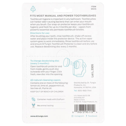 Dr. Tung's Ecosentials Snap-On Toothbrush Protection, Fresh Lime, 4 Count - view 2