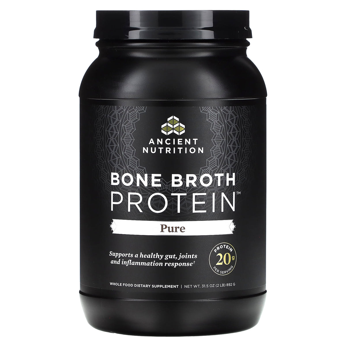 Ancient Nutrition Bone Broth Protein, Pure, 892 g (2 lb)