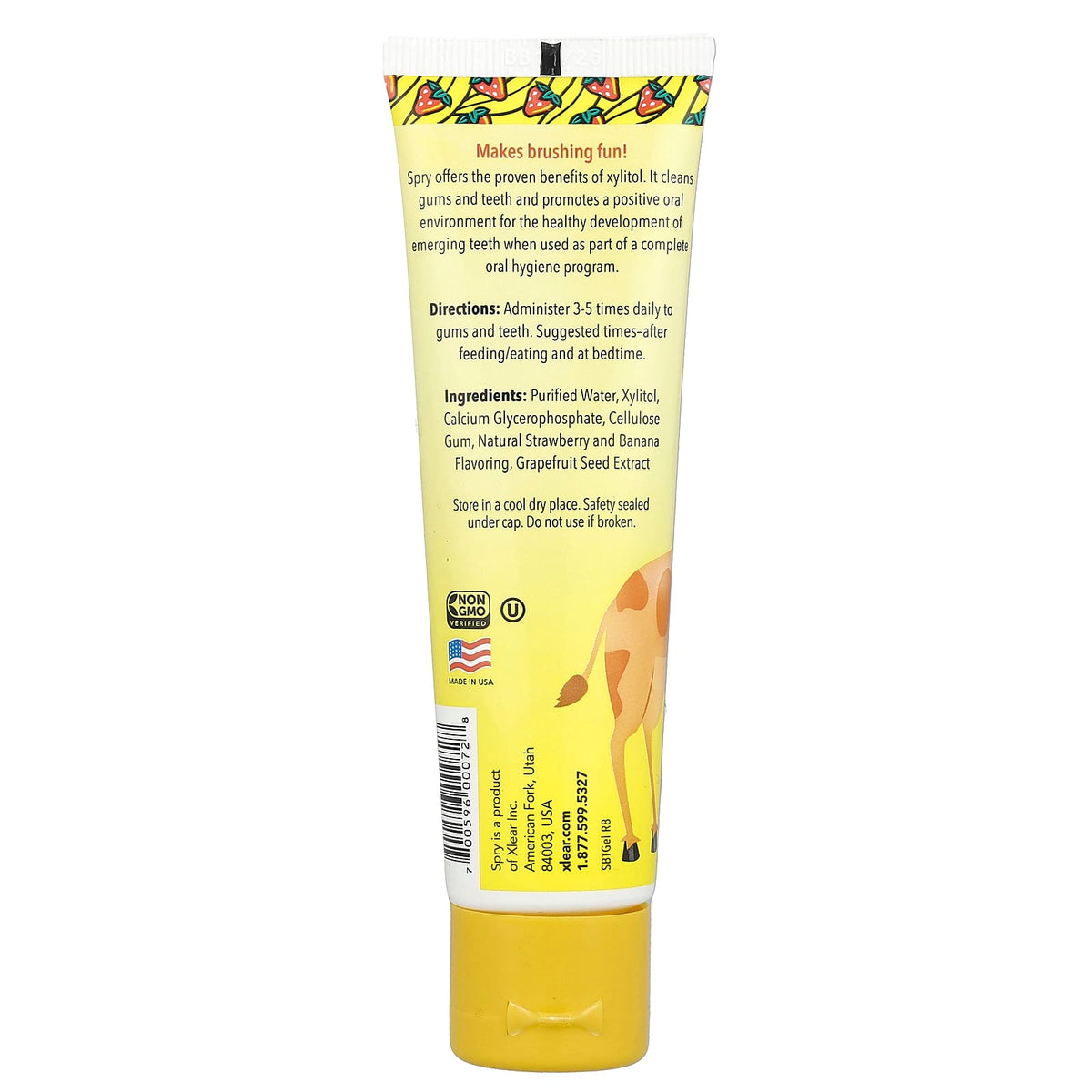 Xlear Kid's Spry Xylitol Tooth Gel, 3 Months+, Strawberry Banana, 60 ml - view 2