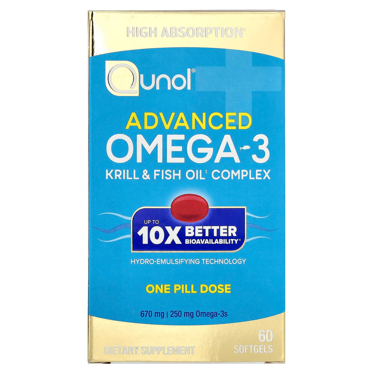 Qunol Advanced Omega-3 Krill and Fish Oil, 60 Softgels