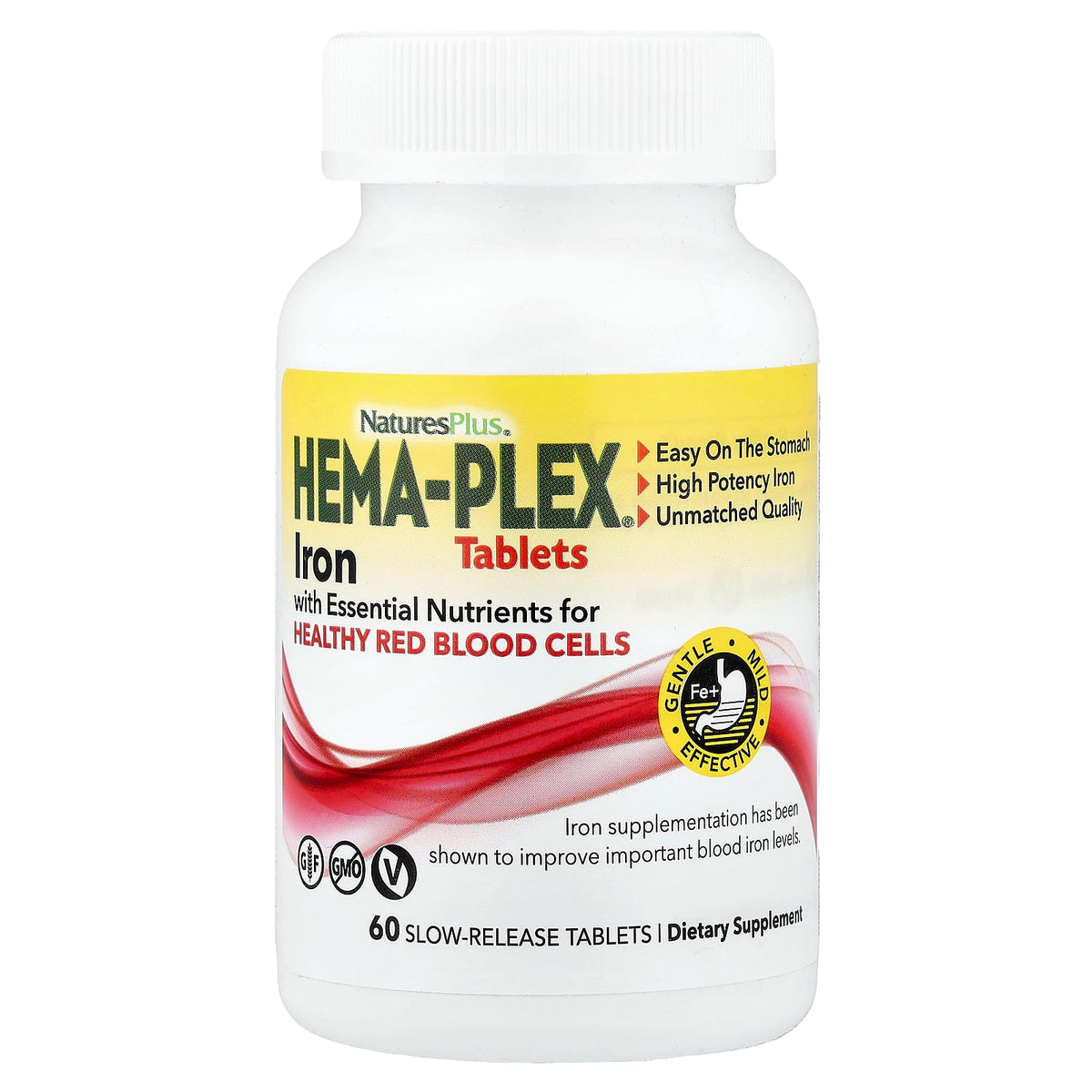 NaturesPlus Hema-Plex Iron with Essential Nutrients, 60 Slow-Release Tablets