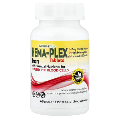 NaturesPlus Hema-Plex Iron with Essential Nutrients, 60 Slow-Release Tablets