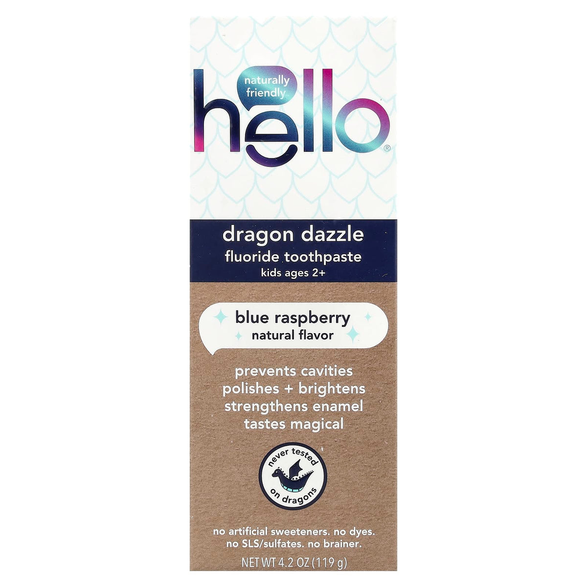 Hello Kids Fluoride Toothpaste, Dragon Dazzle, Ages 2+, Blue Raspberry, 119 g - view 2