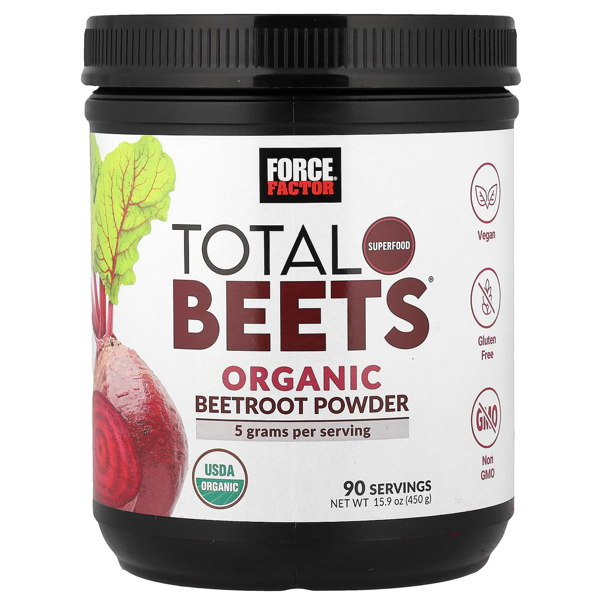 Force Factor Total Beets Organic Beetroot Powder, 450 g (15.9 oz)