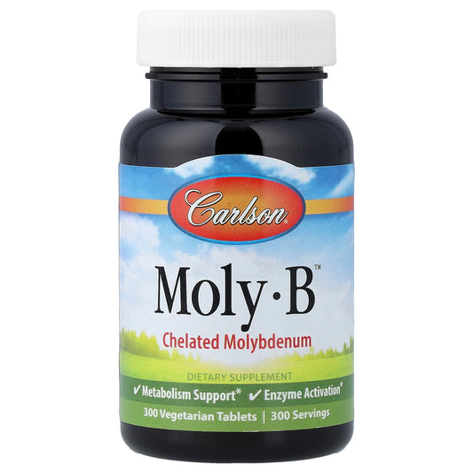 Carlson Moly-B Chelated Molybdenum, 500 mcg, 300 Vegetarian Tablets