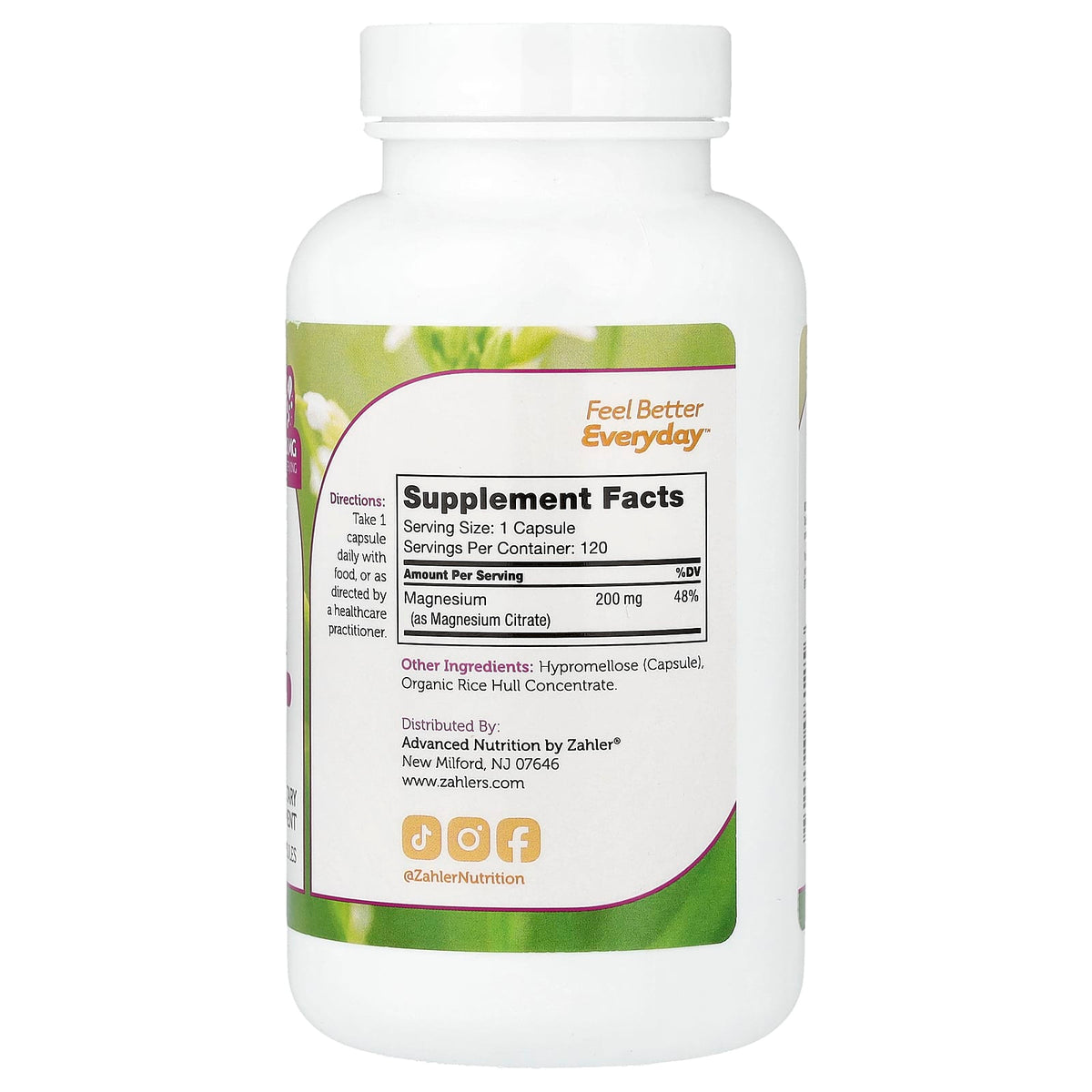 Zahler Bioactive Magnesium Citrate 200 mg, 120 Capsules - view 2