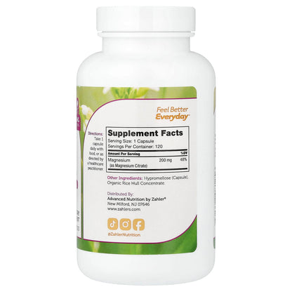 Zahler Bioactive Magnesium Citrate 200 mg, 120 Capsules - view 2
