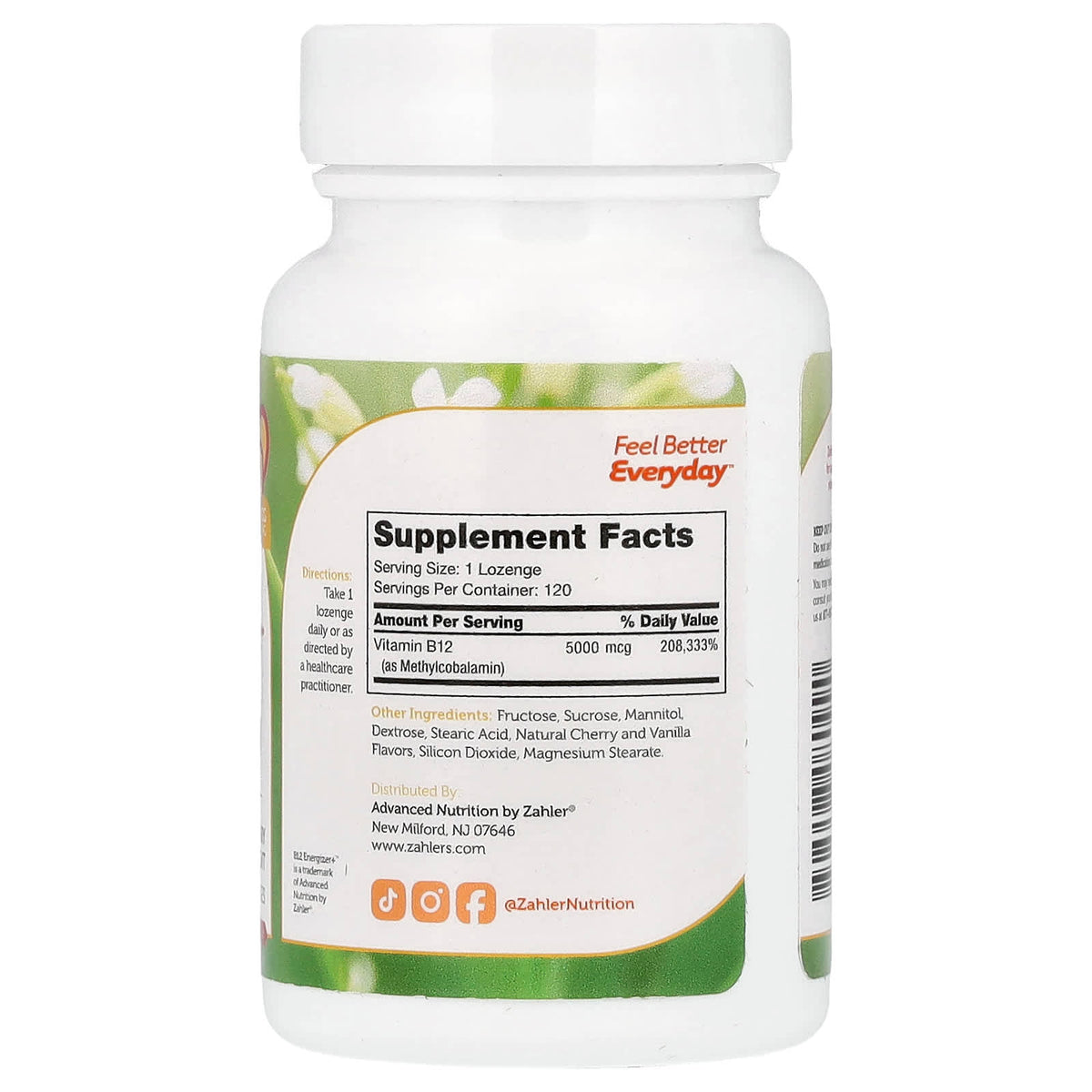 Zahler B12 Energizer+ Natural Cherry, 5,000 mcg, 120 Lozenges - view 2