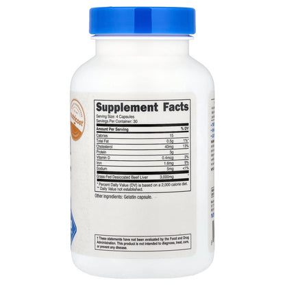 Nutricost Grass-Fed Beef Liver 120 Capsules (750 mg per Capsule) - view 2