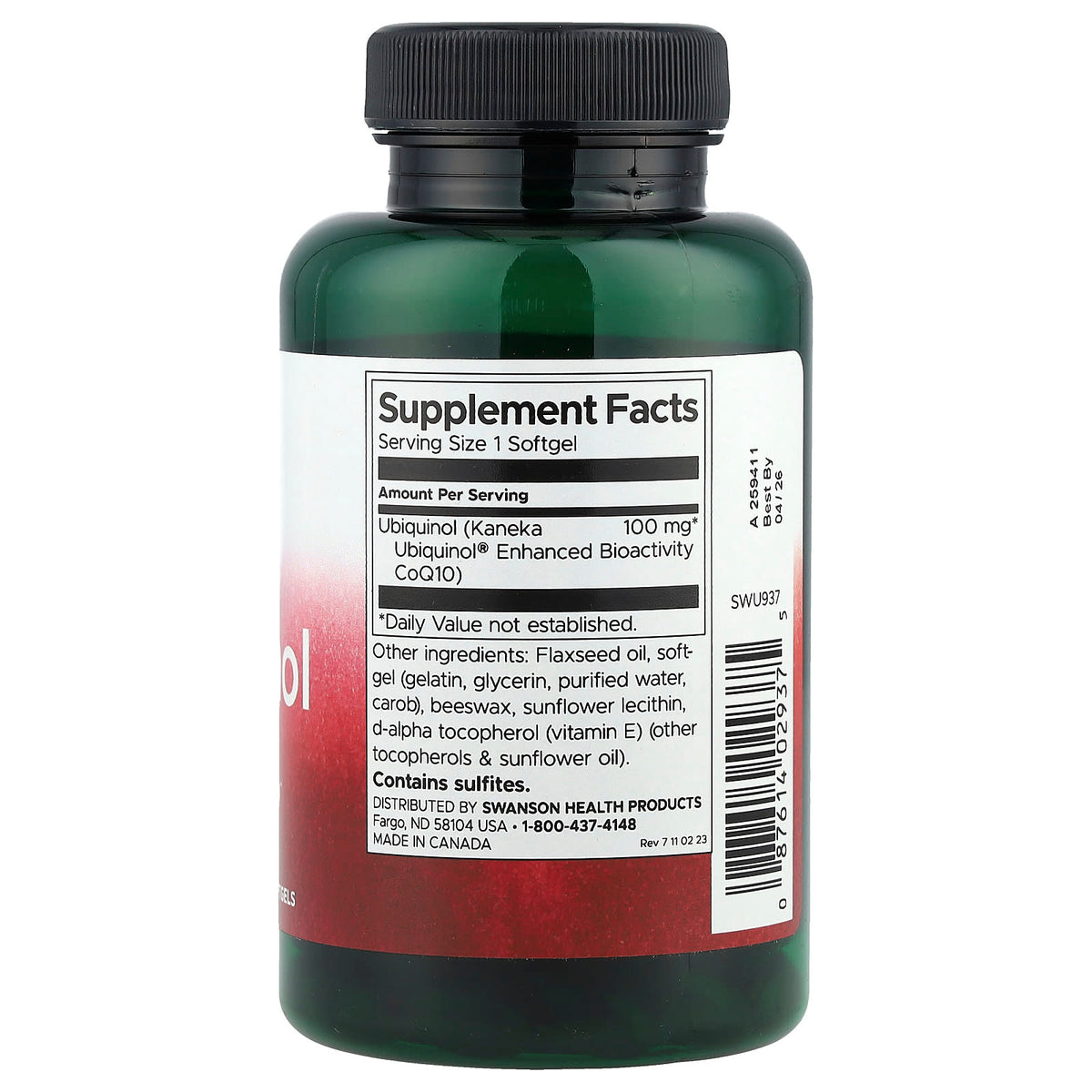 Swanson Vitamins Ubiquinol, 100 mg, 120 Softgels - view 2