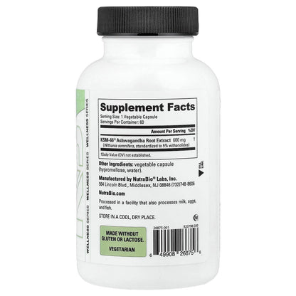 NutraBio KSM-66 Ashwagandha 600 mg, 60 Capsules - view 2