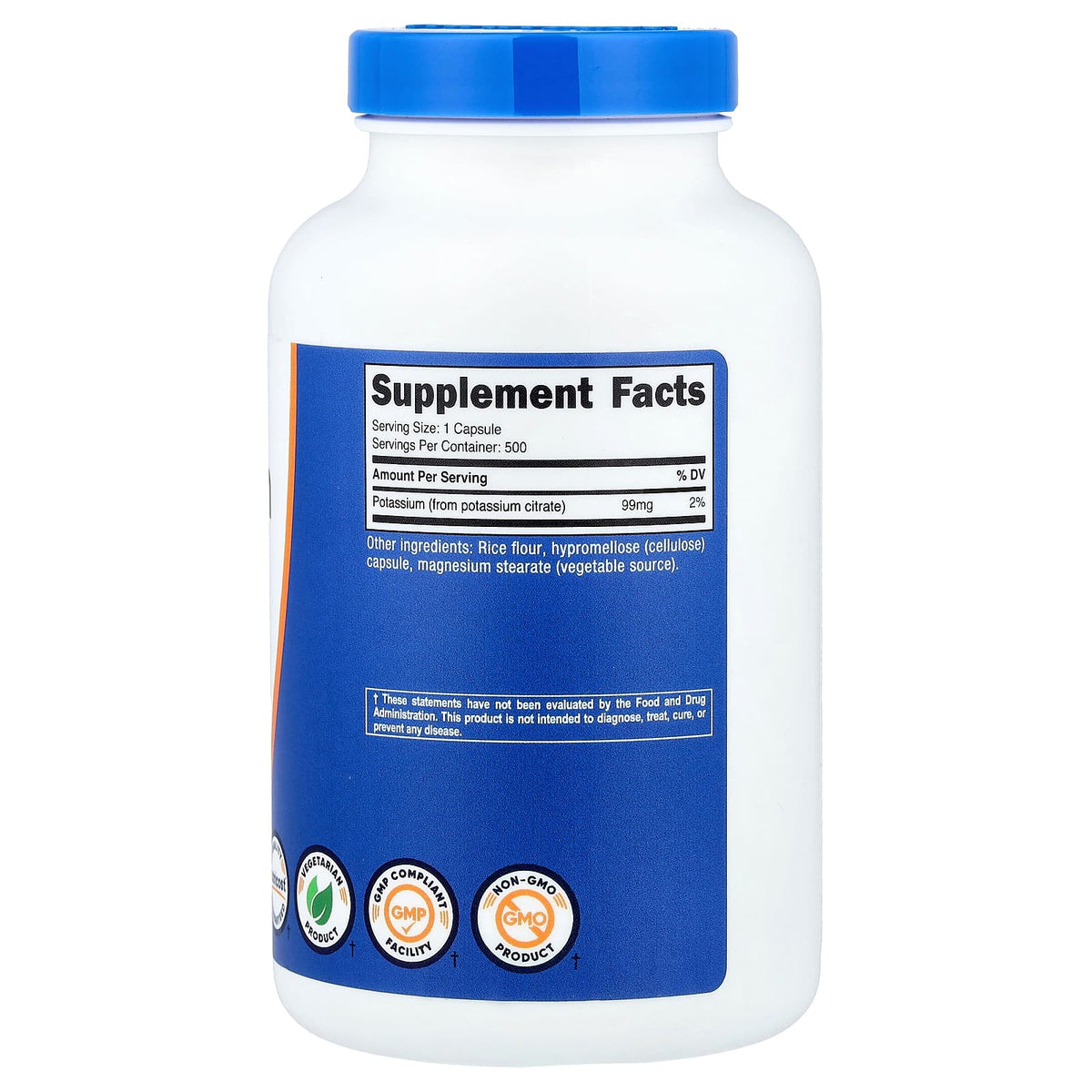 Nutricost Potassium, 99 mg, 500 Capsules - view 2