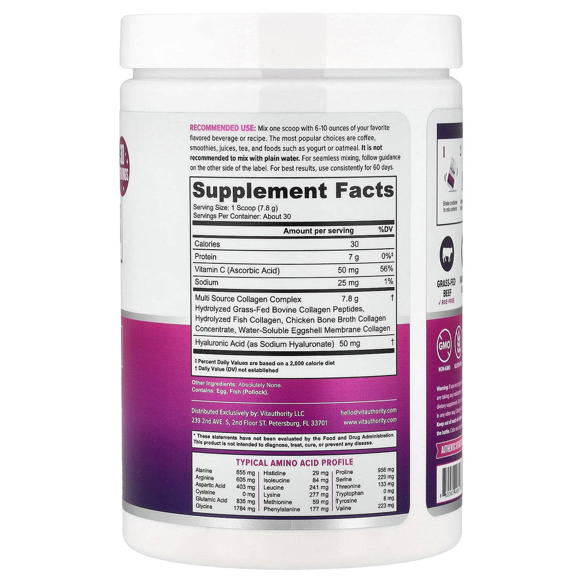 Vitauthority Multi Collagen Protein+, Unflavoured, 234 g (8.26 oz) - view 2