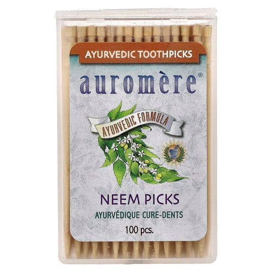 Auromere Ayurvedic Toothpicks, Neem Picks, 100 Pieces