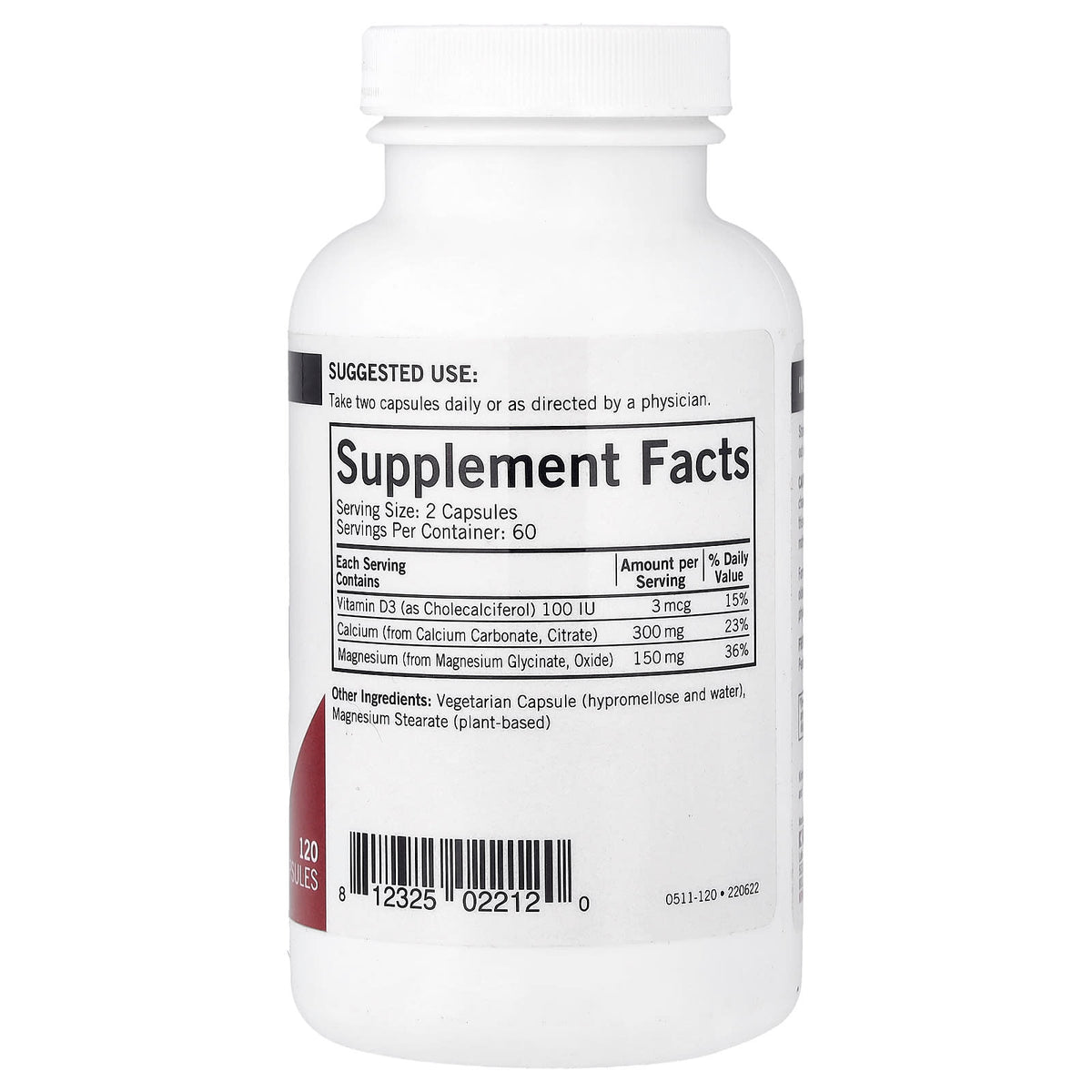 Kirkman Labs Calcium & Magnesium with Vitamin D 120 Capsules — alternate product view