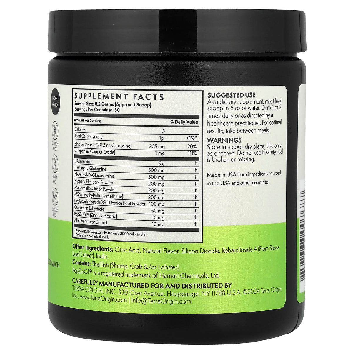 Terra Origin Healthy Gut Powder, Green Apple, 246 g (8.68 oz) — alternate product view