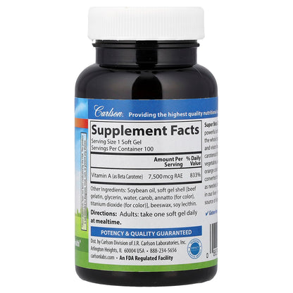 Carlson Super Beta Carotene 7,500 mcg RAE 100 Soft Gels - view 2