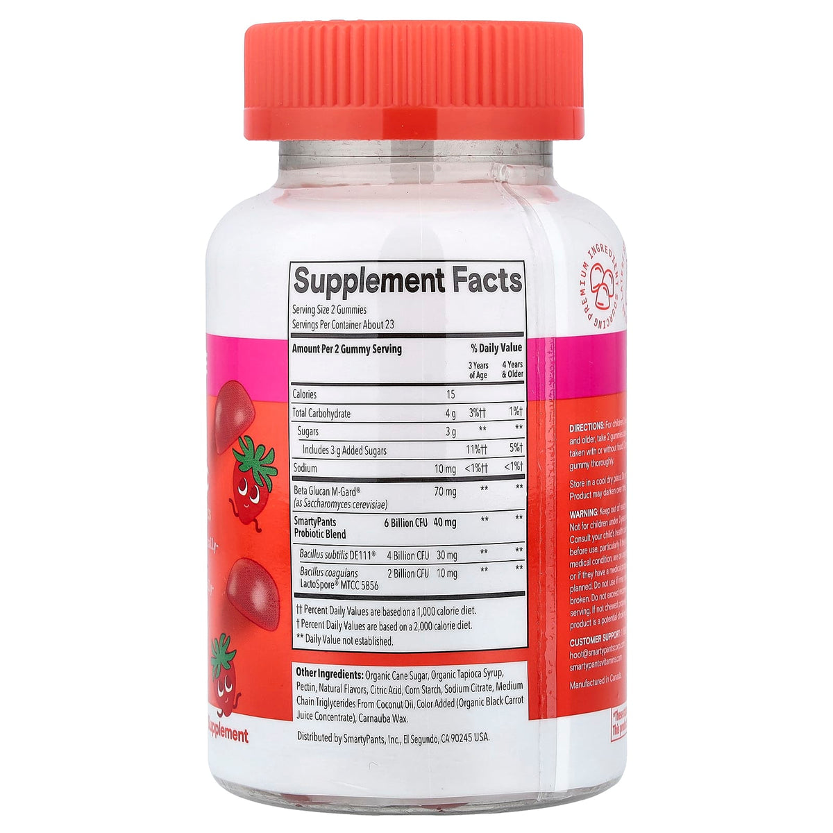 SmartyPants Kids Digestive Prebiotic & Probiotic Gummies, Strawberry, 45 Count - view 2
