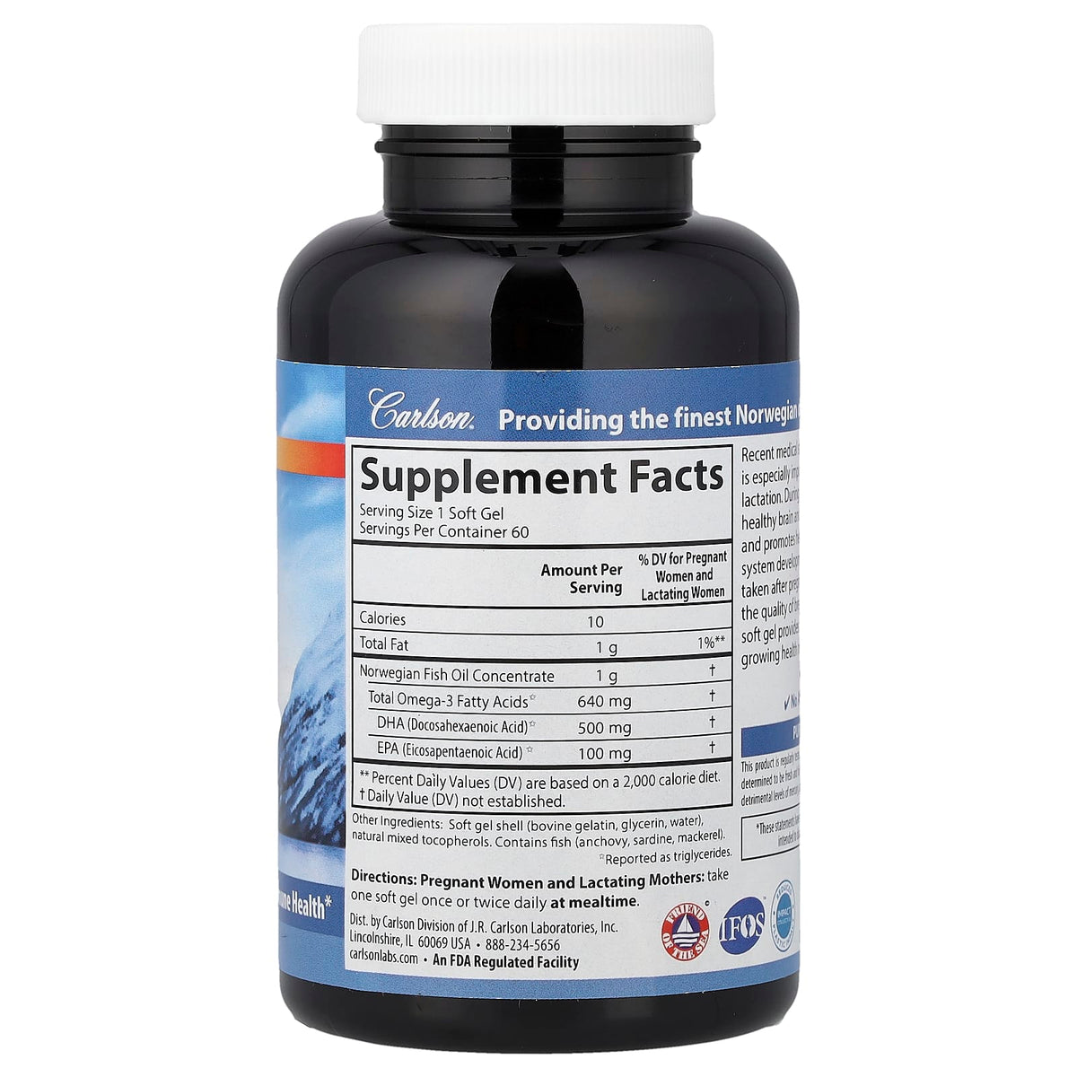 Carlson Mom's DHA 500 mg, 60 Soft Gels — alternate product view