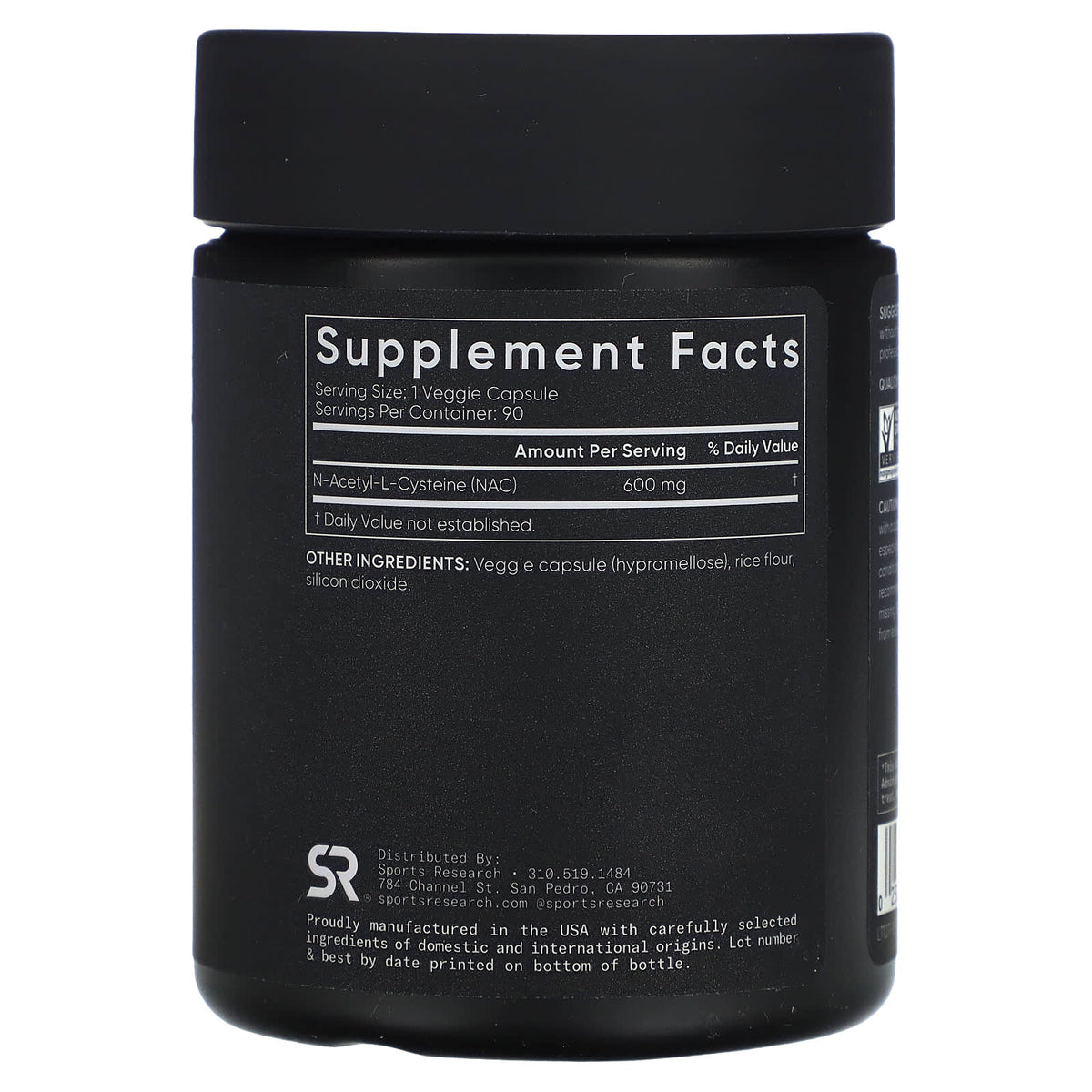 Sports Research NAC, N-Acetyl-Cysteine, 600 mg, 90 Veggie Capsules - view 2