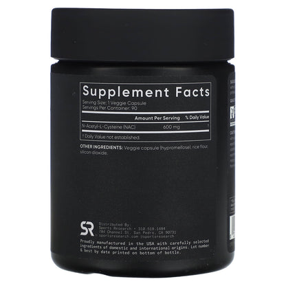Sports Research NAC, N-Acetyl-Cysteine, 600 mg, 90 Veggie Capsules - view 2