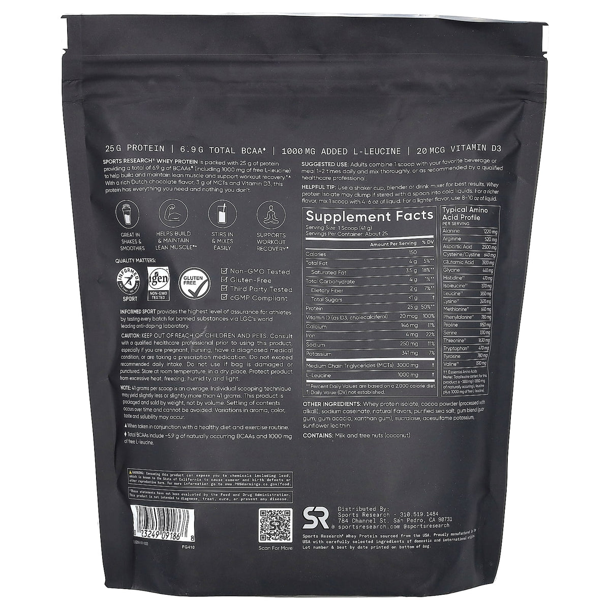 Sports Research Whey Protein, Dutch Chocolate, 1.03 kg (2.26 lb) - view 2