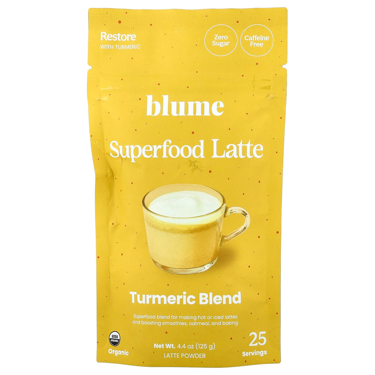 Blume Superfood Latte, Turmeric Blend, Caffeine Free, 125 g (4.4 oz) — product view