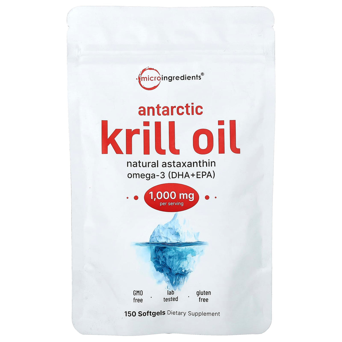 Micro Ingredients Antarctic Krill Oil, 150 Softgels (500 mg Each) — product view
