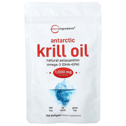 Micro Ingredients Antarctic Krill Oil, 150 Softgels (500 mg Each)