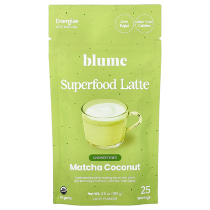 Blume Superfood Latte, Matcha Coconut, 100 g (3.5 oz)