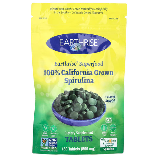 Earthrise 100% California Grown Spirulina, 500 mg, 180 Tablets