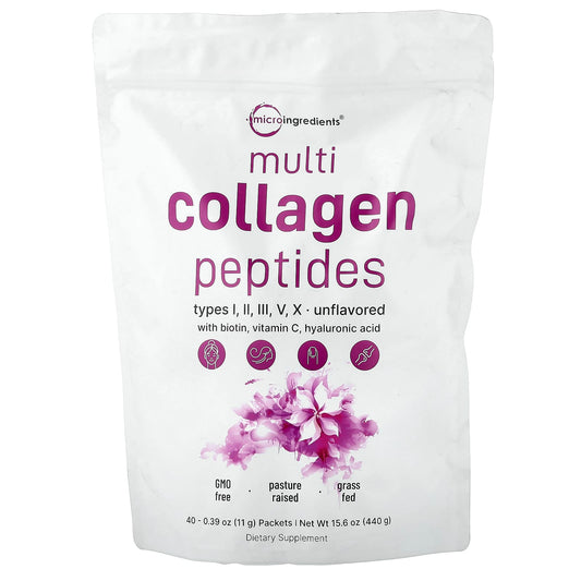 Micro Ingredients Multi Collagen Peptides, Unflavoured, 40 Packets, 11 g Each