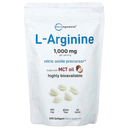 Micro Ingredients L-Arginine 250 mg 300 Softgel Capsules