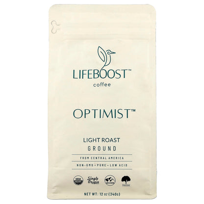 Lifeboost Optimist Ground Coffee, Light Roast, 12 oz (340 g)
