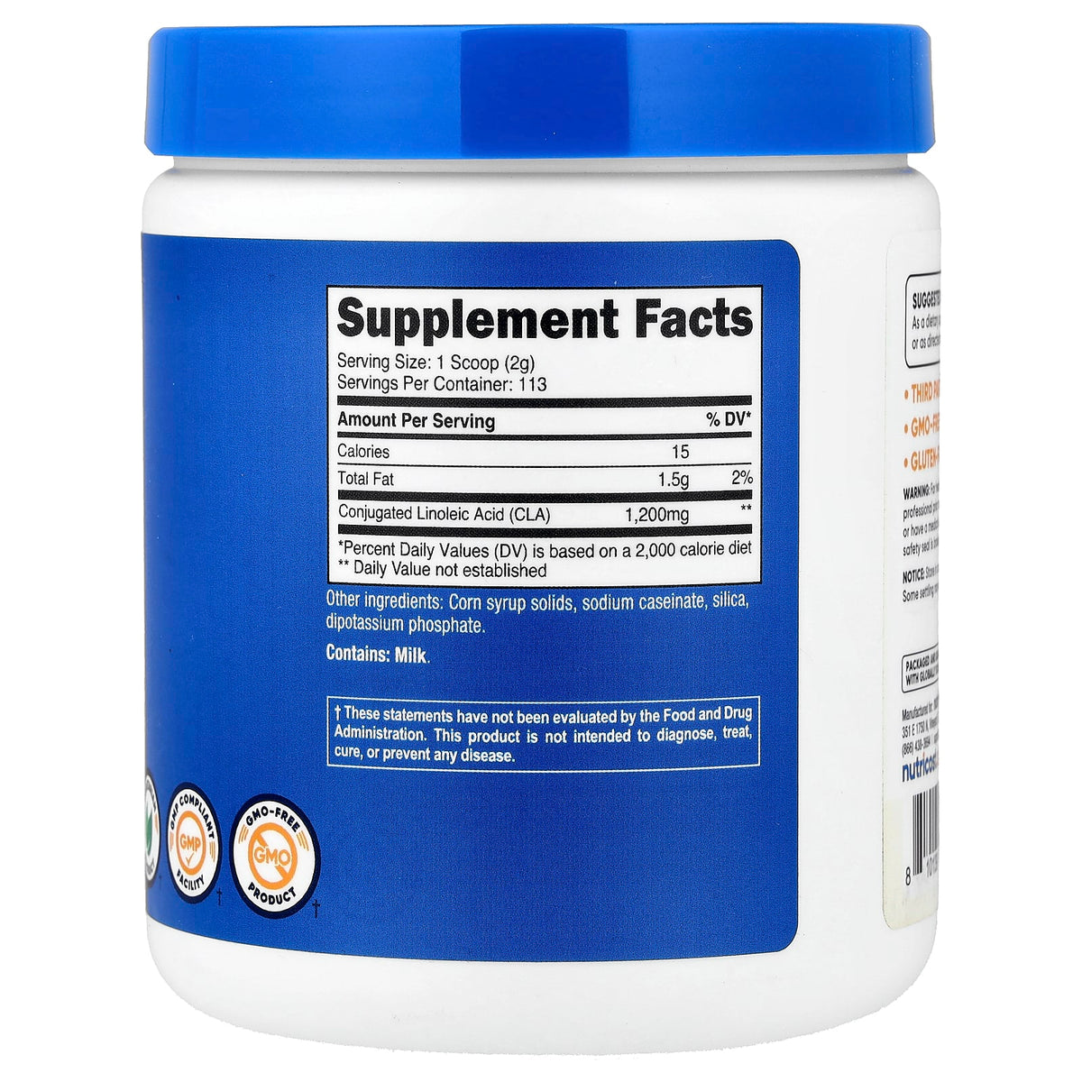Nutricost CLA Powder Unflavoured 227 g (8.1 oz) — alternate product view