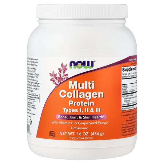 NOW Foods Multi Collagen Protein, Unflavored, 454 g (16 oz)