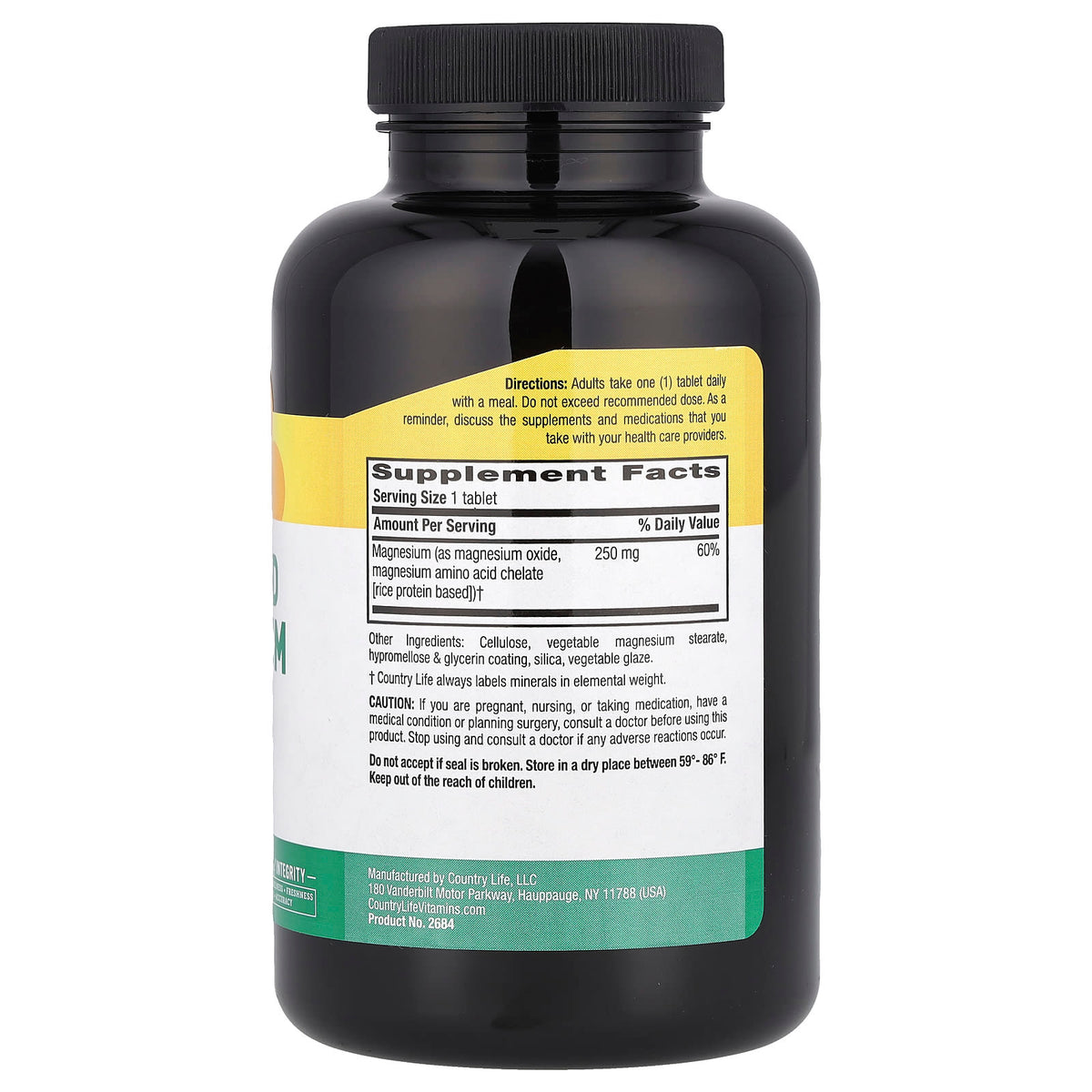 Country Life Chelated Magnesium 250 mg, 240 Tablets — alternate product view