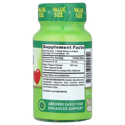 Nature's Truth CoQ-10 Plus Black Pepper Extract, 100 mg, 120 Softgels - view 2