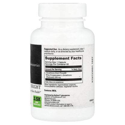 DaVinci Laboratories Glutathione Bright 60 Capsules (200 mg per Capsule) - view 2