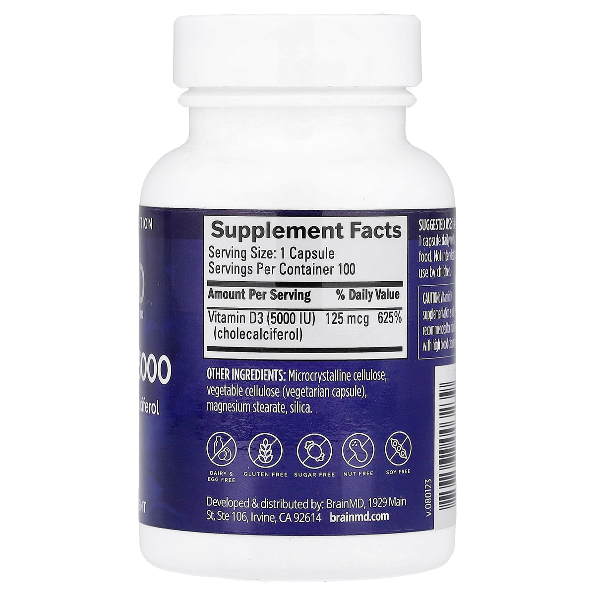 BrainMD Vitamin D3 5000 IU 100 Capsules — alternate product view