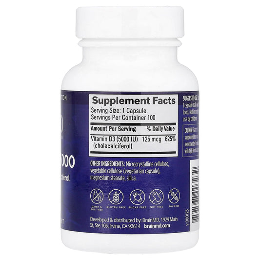 BrainMD Vitamin D3 5000 IU 100 Capsules - view 2