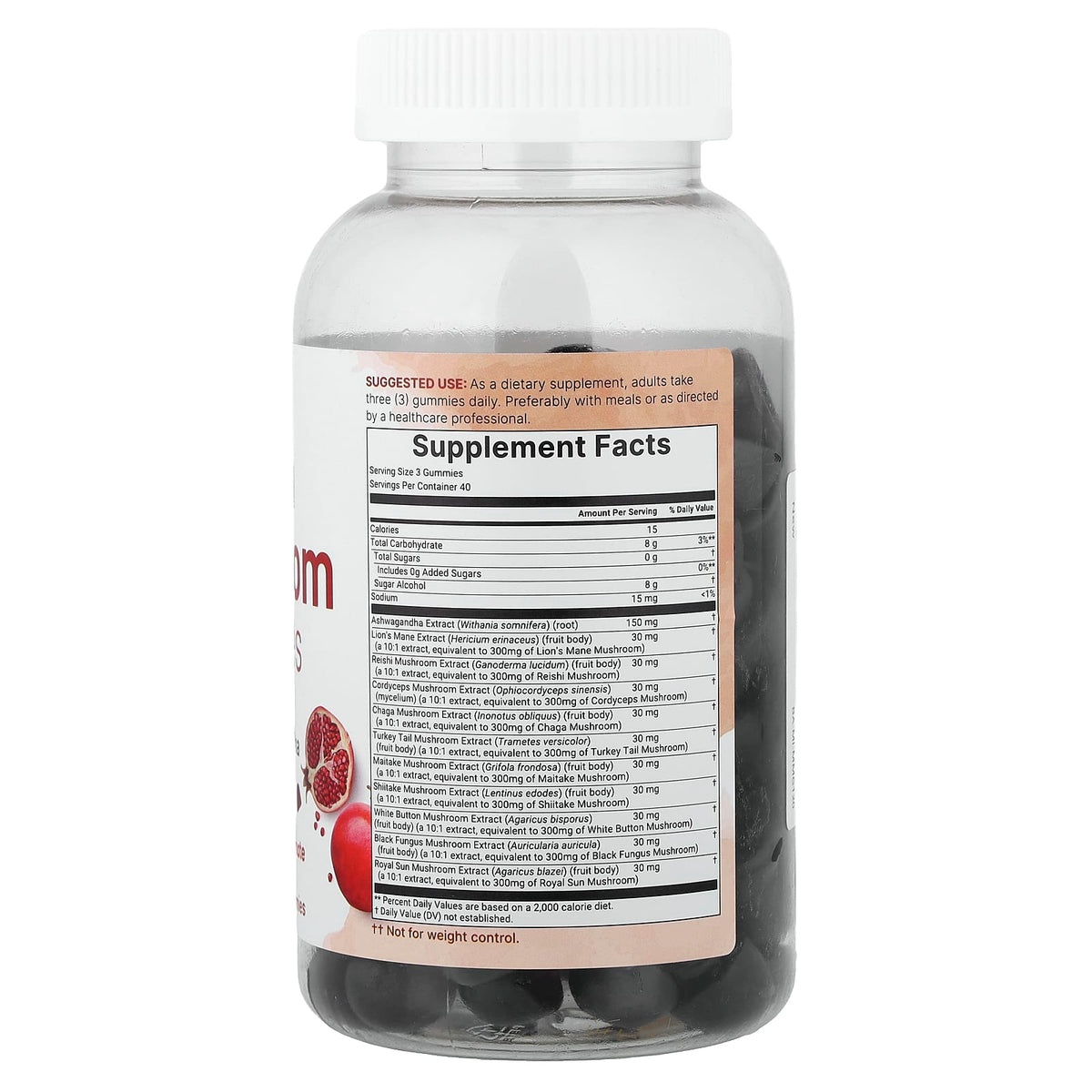 Micro Ingredients Mega Mushrooms Gummies Raspberry & Pomegranate 120 Gummies - view 2