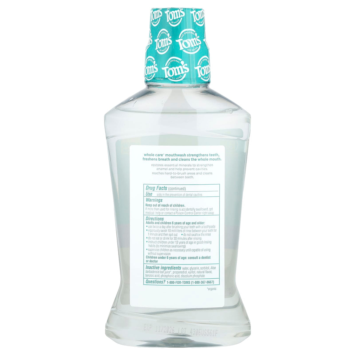Tom's of Maine Whole Care Fluoride Mouthwash, Fresh Mint, 473 ml (16 fl oz) - view 3
